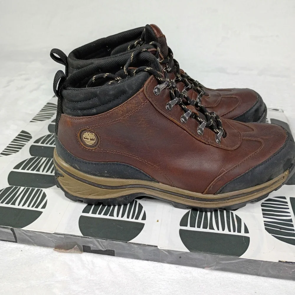 Timberland Kids Brown Leather Hiking‎ Boots Mid Top Lace Up 22913 Size 4.5Y